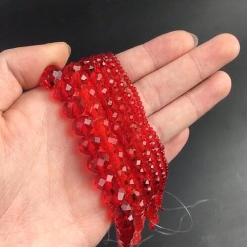 Faceted Red Glass Crystal Rondelle Beads Loose Spacer Beads For Jewelry Making DIY Bracelet Earrings 15'Strand 4/6/8/10/12/14mm