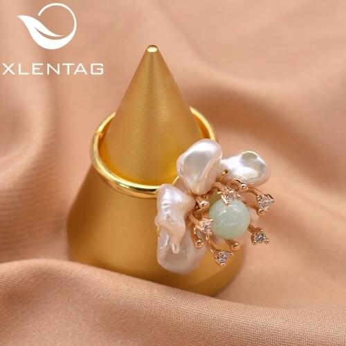 XlenAg Natural Baroque Irregular Flower Shape Light Green Emerald Handmade Ring Girl Boy Couple Gift Exquisite Jewelry GR0266A