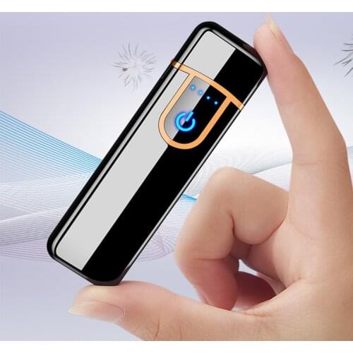 Creative fingerprint induction charging lighter personalized advertising gift USB electronic cigarette lighter