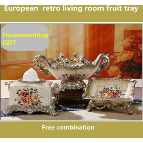 European Style Fruit Tray Luxury Creative Living Room Decoration Resin Tea Table Fruit Tray Multi Function Large Size Relocation