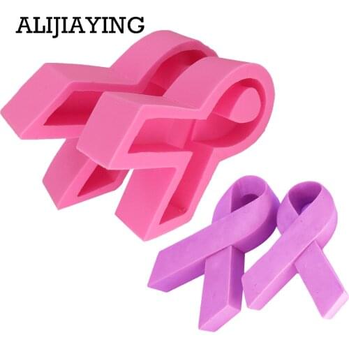 M1486 1Pcs The awareness ribbons Silicone Molds Fondant Cake Decorating Tools Cake Border Gumpaste Chocolate Moulds