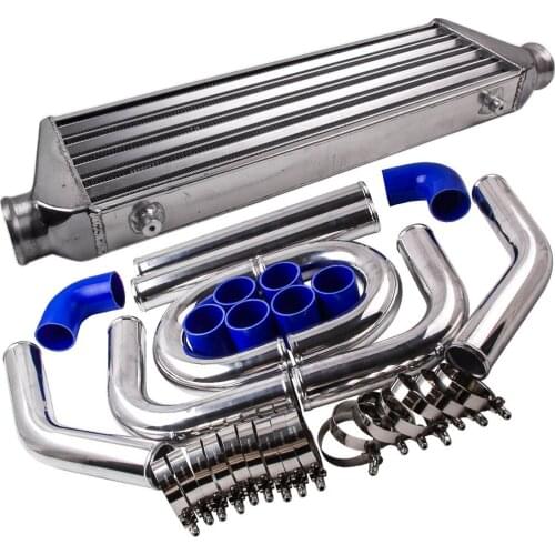 27x7x2.5 2.5" Aluminum Universal Tube&Fin Intercooler With Turbo Piping Pipe Kit