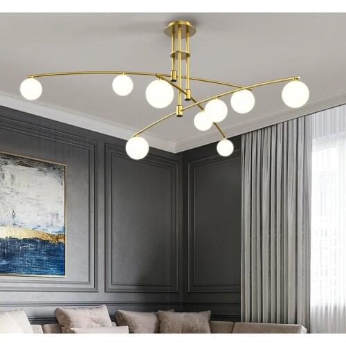 Nordic Chandeliers LED Gold Black Living Room Bedroom Minimalist Kitchen 6/9 Heads Suspension Light Fixtures Decor Home Lighting