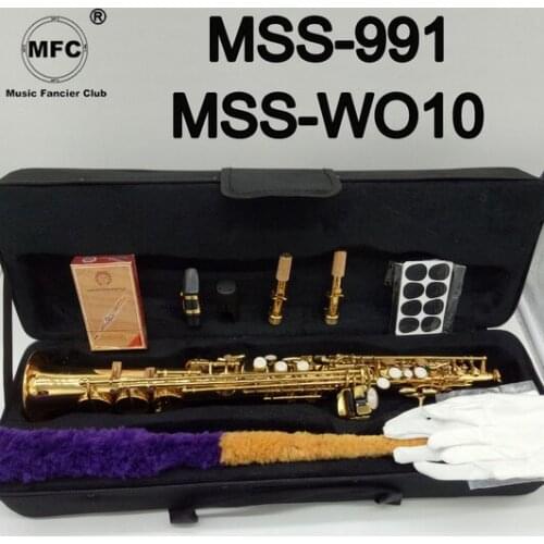 Music Fancier Club Soprano Saxophone MSS-991 MSS-WO10 Gold Lacquer With Case Sax Soprano Mouthpiece Ligature Reeds Neck