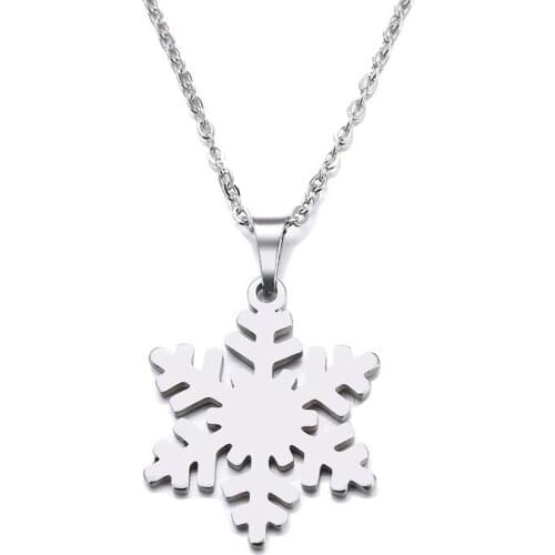 Stainless Steel Snowflake Pendant Necklace for Women Couple Hollow Necklace Jewelry Wholesale Accessories Collares Kpop