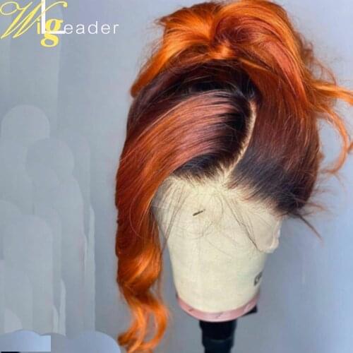 Wigleader Human Hair Lace Front Wigs 180% Preplucked Lace Frontal Wig 1b/ Ginger Orange Ombre Glueless Hair Wigs Wavy Lace Wigs