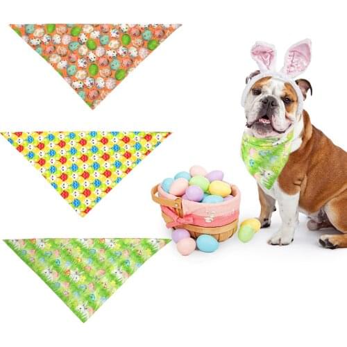 Easter Pet Bandana Bunny Egg Printed Triangle Drool Bib Pet Scarf for Cats Dogs
