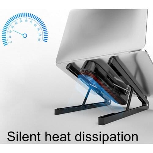Notebook computer stand folding radiator exhaust air cooling fan office base plate
