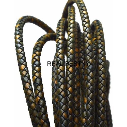 2m/lot Approx: 6mm Genuine Braided Leather Cord Round Leather Rope Thread For DIY Necklace Bracelets Jewelry Making