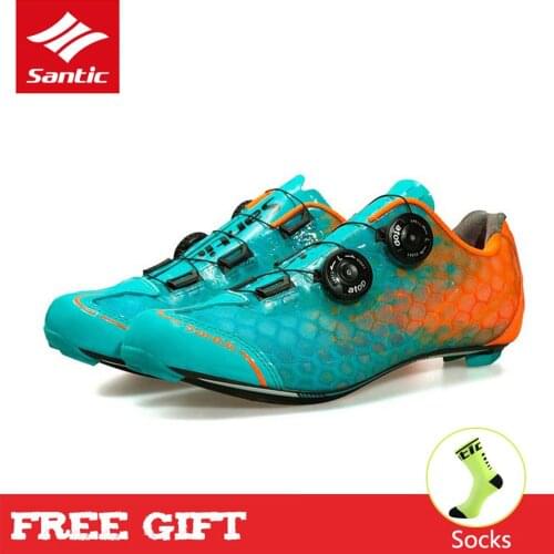 SANTIC Level 10 Carbon Fiber Ultralight Bicycle Cycling Shoes Sneakers Mens Pro Racing Road Bike Lock Shoes Zapatillas Ciclismo