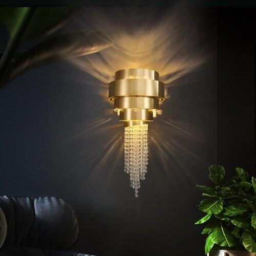 YOOGEE Modern Luxury Wall Lamp for Living Room Bedroom Creative Decoration Crystal LED Light Fixture Gold Home Decor Sconces