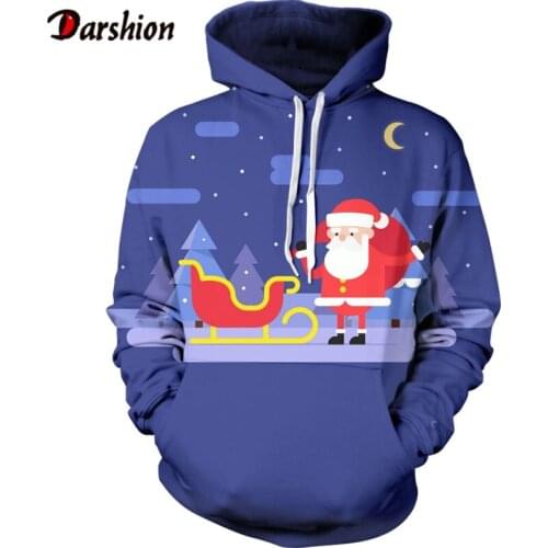 Long Sleeve Sweatshirt 3D Printing Cartoon Santa Claus Sled Graffiti Autumn And Winter Christmas Series Harajuku Hip Hop Hoodies