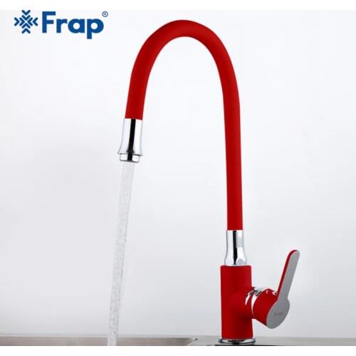 Frap red Brass Universial Rotary Flexible Kitchen Mixer Color Faucet Pull Down Sink Tap Single Handle Hot and Cold Water F4043