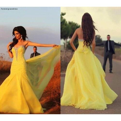 Yellow Prom Dress Cheap Sweetheart Formal Holidays Wear Graduation Evening Party Gown Custom Made Plus Size