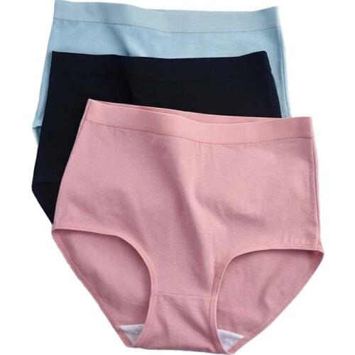 Abdominal Panties Women Cotton Briefs High Rise Plus Size Panties Comfortable Solid Underpants Girls Womens Panties Underwear