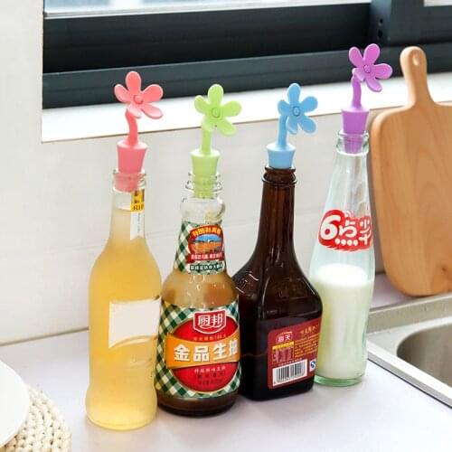 1PC Silicone Bottle Stopper For Bottles Cap Wine Cork Wine Pourer Stopper Silicone Caps Cute Flower Shaped Fresh-keeping For Bar