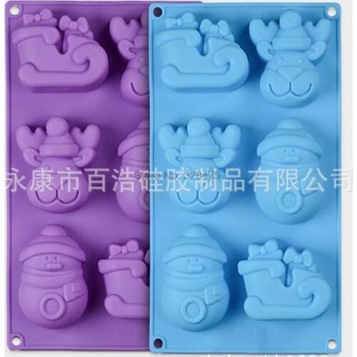 200pcs Christmas Mold Silicone 6-piece Christmas Snowman Cake Mold Handmade Soap Mold DIY Baking Mold