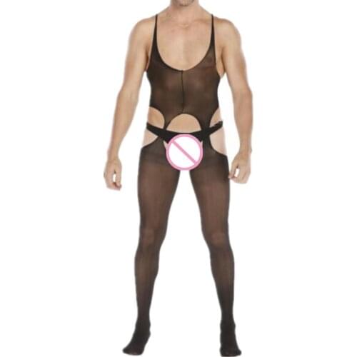 2020 Cool Mens Bodystocking Seamless Sleepwear Sexy Body Lingerie Crotchless Bodysuit Men Pajamas Sexy Underwear