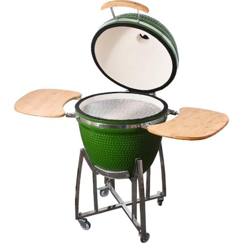 23.5inch Ourdoor Ceramic BBQ Grill Pizza Heat retention Oven Charcoal Stove Pizza Oven courtyard Family Barbecu with wheel