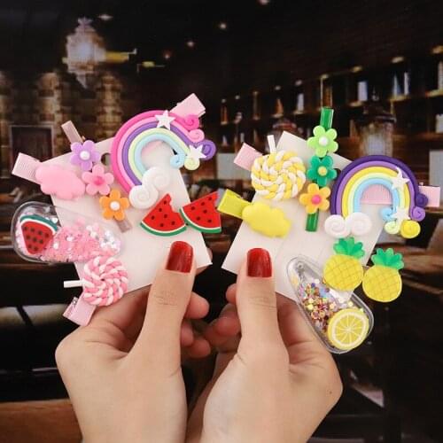 3pc/set Girl hair clip Rainbow Hairpins Cartoon barrettes for Girls Children Headband Kids hair accessories hairgrips Jewelry