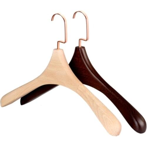 39cm 4 pcs/lot Garment Shop Customized Women Dress Support Solid Wood Clothes Hangers Non-slip Traceless Beech Wood Coat Hanger