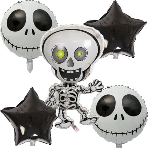 5pcs/set Halloween skeleton Foil Balloons star Balloon Halloween party decorations kids toy Supplies globos