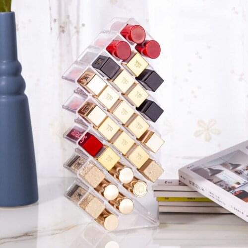 28 Grids Acrylic Lipstick Holder Storage Box Makeup Organizer Desktop Lip Gloss Case Nail Polish Stand Cosmetic Organizer Box