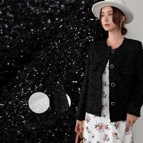 White waxberry France White Black Tweed Fabrics Garment Material Autumn Women Jacket Coat Sewing Cloth Tailor Freeshipping