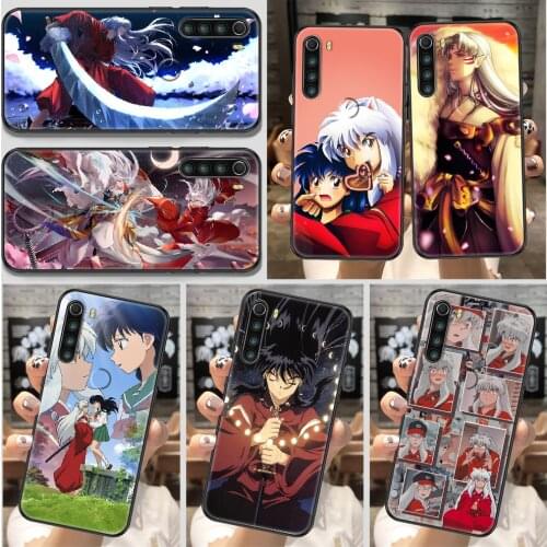 Anime Inuyasha Phone Case For Xiaomi Redmi Note 7 8 9 10 7A 8T 9A 9T 9S 10S Pro black fashion bumper pretty shell 3D coque soft