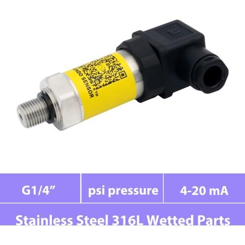 Pressure sensor 4 20mA amplified signal, 24v, 12V dc, G 1 4, 0 100, 200, 250 psi, 1000, 2000, 3000psi, IP65, water, gas, oil