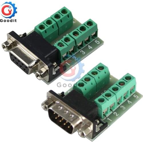 DB9 Male Female Adapter Signals Terminal Module RS232 Serial To Terminal DB9 Connector