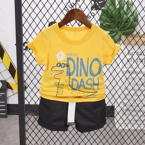 Summer Cartoon Baby Boys Clothing Cotton Short-Sleeved T-Shirt Top + Shorts 2pcs Kids Sport Suit Boy Clothes Set 2-6Years