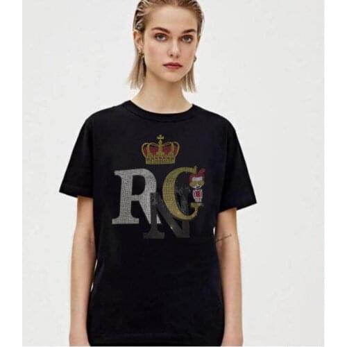 Women T-Shirt summer Casual Fashion Cotton female Top Tees young girls tShirts Diamond stone Large Size 3XL