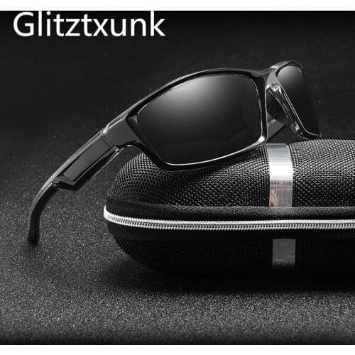 Glitztxunk Polarized Sunglasses Men Brand Designer Travel Male Black Mirror Sun Glasses Driving Anti-UV Oculos De Sol Masculino