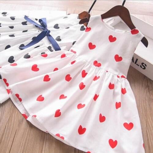 Girls love print cotton sundress kids dress for girl children clothes wholesale