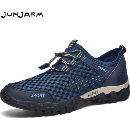 JUNJARM Mens Mountain Trekking Shoes Men Outdoor Sports Shoes Breathable Mesh Men Sneakers Lightweiht Men Casual Shoes 38-46