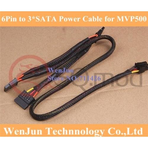 2pcs 6Pin male to 3 ports 3*SATA Connector power cable with black Sleeved for MVP500 module line multicore X7 900 1200 module