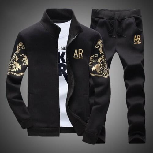 Mens Tracksuit Sportswear Sets Spring Autumn Casual Tracksuits Men 2 Piece Zipper Sweatshirt + Sweatpants Brand Track Suit Set