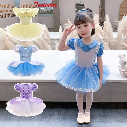 Girls Summer Ballet Dance Clothes Child Princess Costume Tutu Dresses Examination Practice Clothing Girls Cotton One-Piece Dress