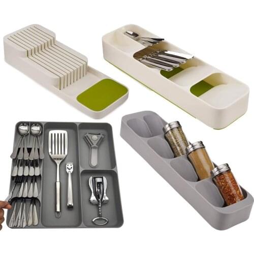 Cutlery Storage Tray Knife Holder Tableware Organizer Spoon Fork Storage Box Plastic Container plateau Knife Block Holder