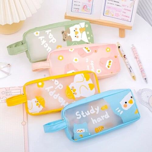 Kawaii Duck Big Capacity PU Pencil Case Cute Pencilcase Pouch Bag Pens Storage Bag Kids Gift School Stationery Supplies