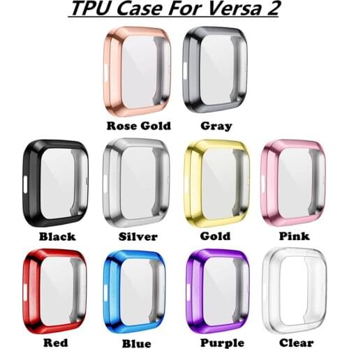 Soft TPU Silicone Plating Case Cover For Fitbit Versa Lite 2 Full Screen Protector Case On Fitbit Versa 2 Smart Watch Protective