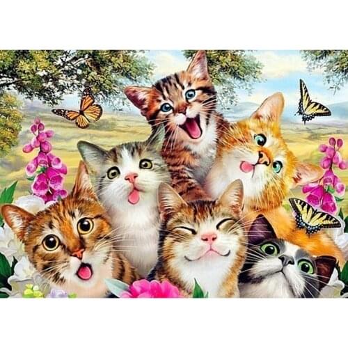 Animal Cat DIY Embroidery Cross Stitch 11CT Kits Craft Needlework Cotton Thread Printed Canvas Home Decoration For Living Room