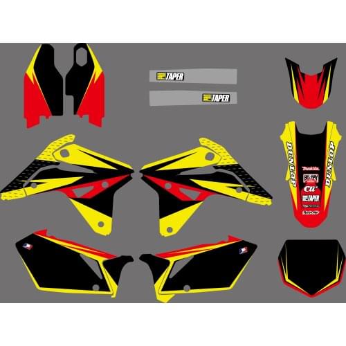 NICECNC Yellow Black Motorcycle Team Graphic Background Decals Stickers Kit For Suzuki RMZ450 RMZ 450 RM-Z450 RM-Z 450 2007