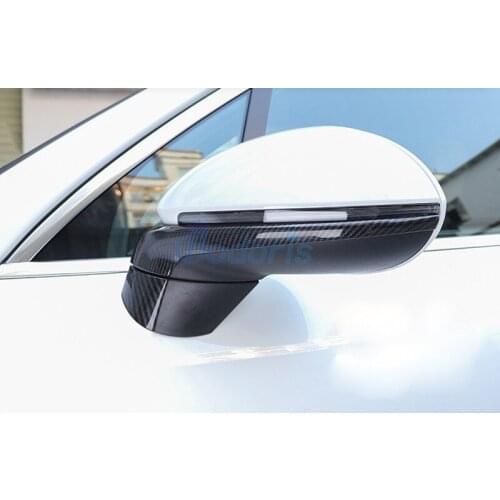 Carbon Fiber Color Door Mirror Trim Rear View Overlay Panel Chrome Car Styling For Porsche Cayenne LHD 2018 2019 Accessories