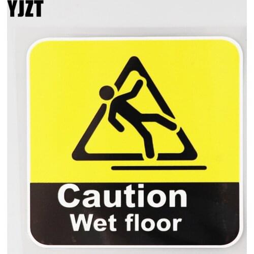 YJZT 12.1CM×12.1CM Caution Wet Floor Decal PVC Funny Car Sticker 12C-0730