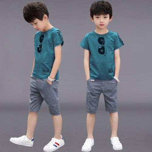 2021 New Summer Boys Clothing Sets Children T-shirt Short Sleeve +Pants Set Two Pieces Set Kids Baby Boys Clothes 6-12 Years