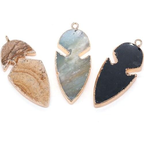 Natural Picture Stone Black Agates Pendants Charms Fish Shape Stone Pendants DIY for Necklace or Jewelry Making Size 23x50mm