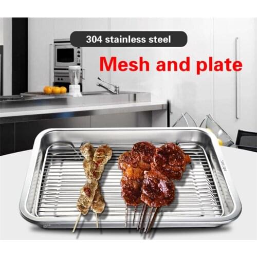 Baking Tray with Removable Cooling Rack Set Stainless Steel Baking Pan sheet Non Toxic , used for oven, Dishwasher Safe plate