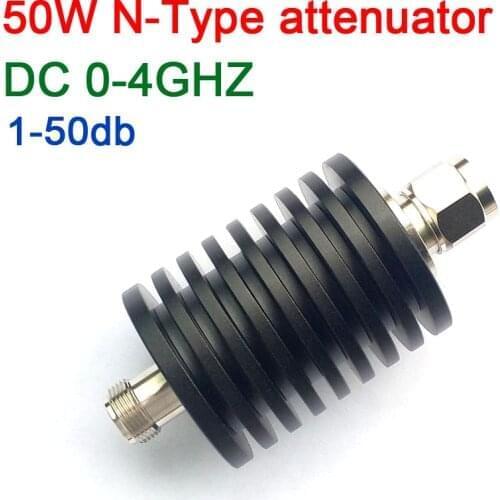 50W N-Type RF attenuator Coaxial fixed 1db,2db,3db.5db,6db.10db.15db.20db.30db,40dB 50DB DC-4GHz FOR microwave communication